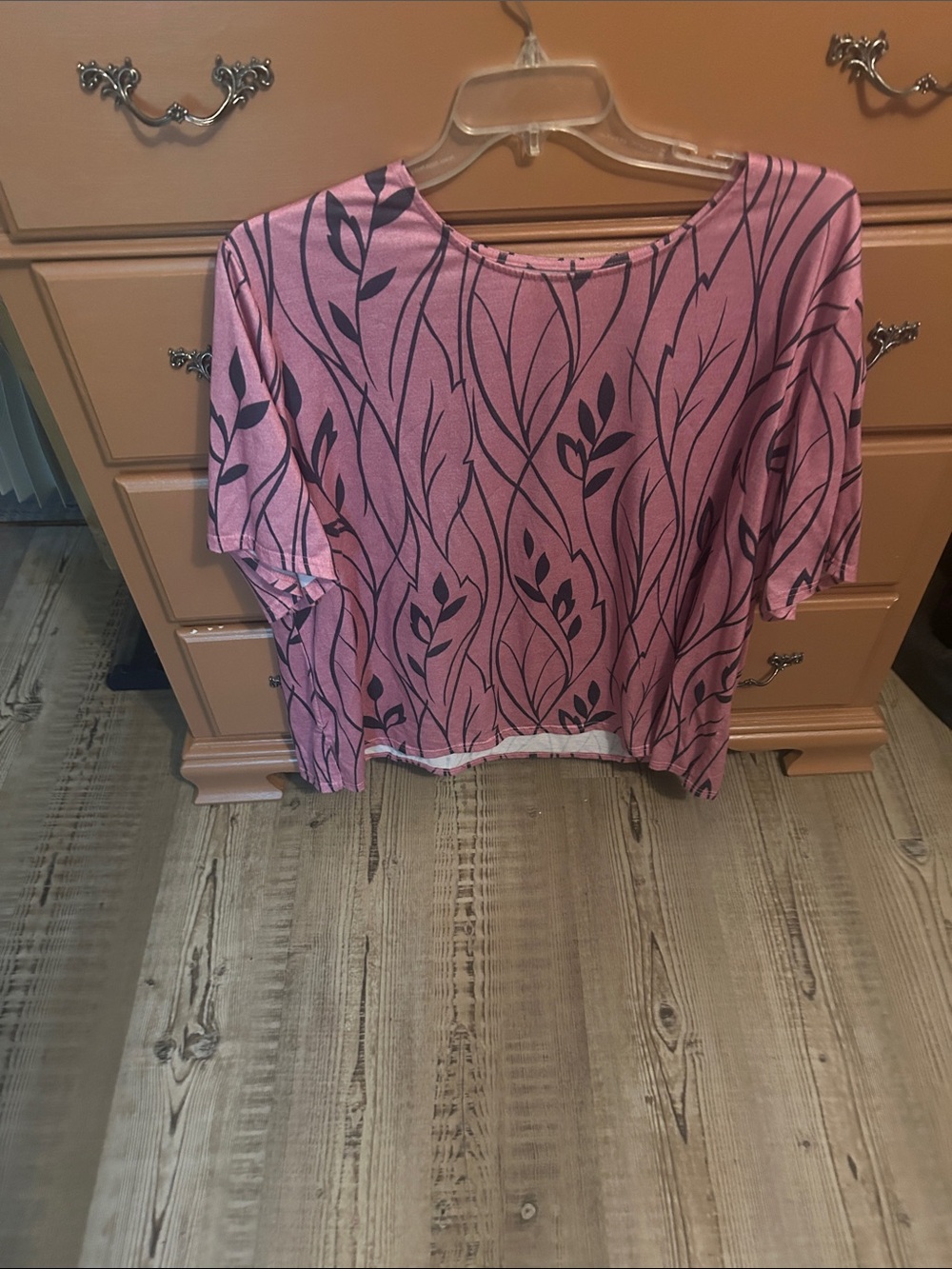 Women’s Pink Patterned Short Sleeve Top